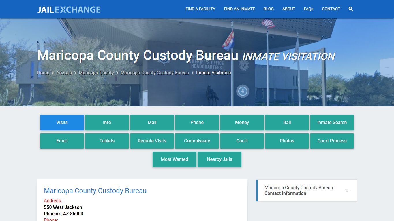 Inmate Visitation - Maricopa County Custody Bureau, AZ - Jail Exchange